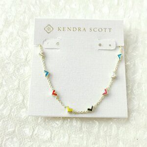 NEW❤️ Kendra Scott Haven Heart Gold Multi Mix Enamel Strand Necklace ❤️